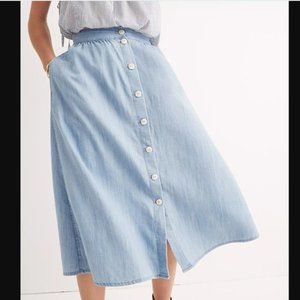 Madewell Palisade Button-Front Midi Skirt Indigo